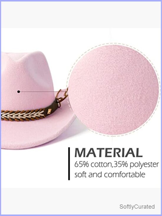 Wide Brim Felt Cowboy Hat Unisex Western Cowgirl Fedora
